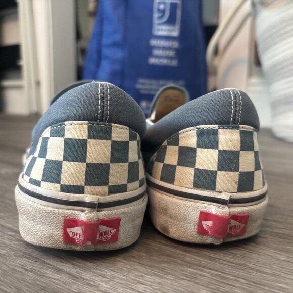 Vans Classic Slip-On Checkerboard Blue White Size 12 - Picture 5 of 8